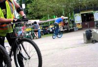 BMX tricks at the start of the Splash Dance Ride durring Pedal Palooza