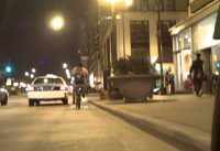 Down State srteet Chicago  loop IL on bmx bikes at nite