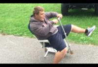 Fat RedNeck Puts Folding Chair On Scooter And Wrecks