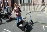 Testing Biquattro electric bike-trike, in London, 2009