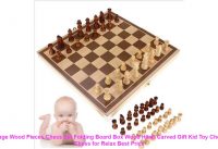 ⚡️ Vintage Wood Pieces Chess Set Folding Board Box Wood Hand Carved G ⚡️ Vintage Wood Pieces Chess Set Folding Board Box Wood Hand Carved G