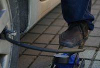 Folding car air pump, foot inflatable tube tire pump Free HD video footage Folding car air pump, foot inflatable tube tire pump Free HD video footage