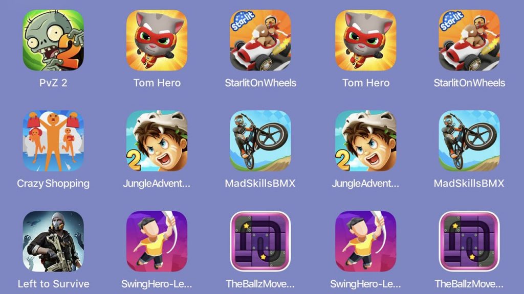 PvZ2,TomHero,StaelitOnWheels,CrazyShopping,JungleAdventure2,MadSkillsBMX,LefttoSurvive...