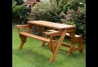 folding picnic table to bench seat. picnic table converts to bench.