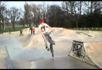 Hop whip out of a flatbank bmx Hop whip out of a flatbank bmx