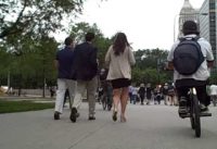 Riding down Michigan ave chicago IL.  on bmx bikes
