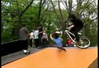 BMX Rider Takes Out Rollerblader BMX Rider Takes Out Rollerblader