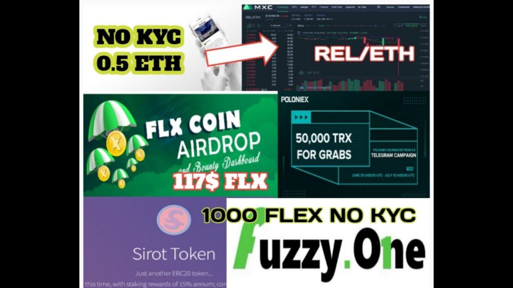 New AirDrop Exchange Listed REL 0.5 ETH,200 BMX,2$ SIROT Token,117$ FLX ,5$ LIBOPAY,1000 FLEX,No KYC