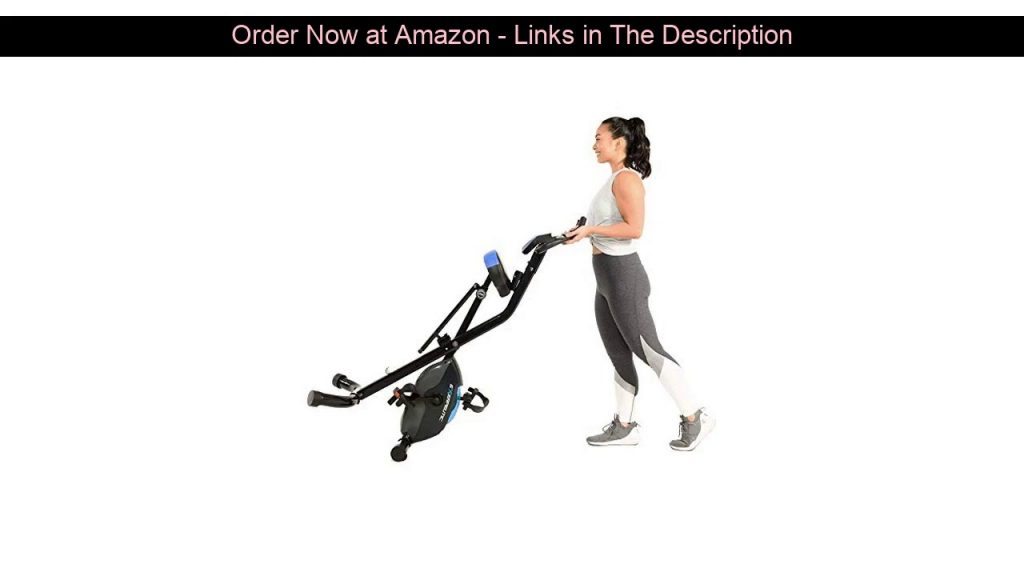 ☀️ Exerpeutic 575 XLS Bluetooth Smart Technology Folding Upright Exercise Bike, 400LBS, Black/Blue