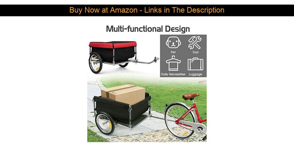 ✅ Goplus Cargo Bike Trailer, Folding Frame Quick Release 16’’ Wheels Bicycle Cargo Trailer