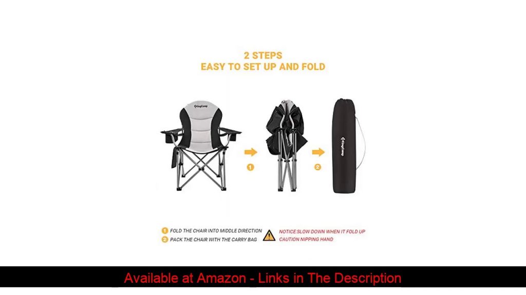 ☑️ KingCamp Camping Chair with Lumbar Back Support, Padded Folding Chair with Cooler, Armrest, Cup