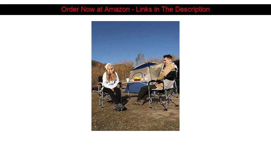 ☘️ KingCamp Heavy Duty Compact Camping Folding Mesh Chair with Side Table and Handle（2 Pack