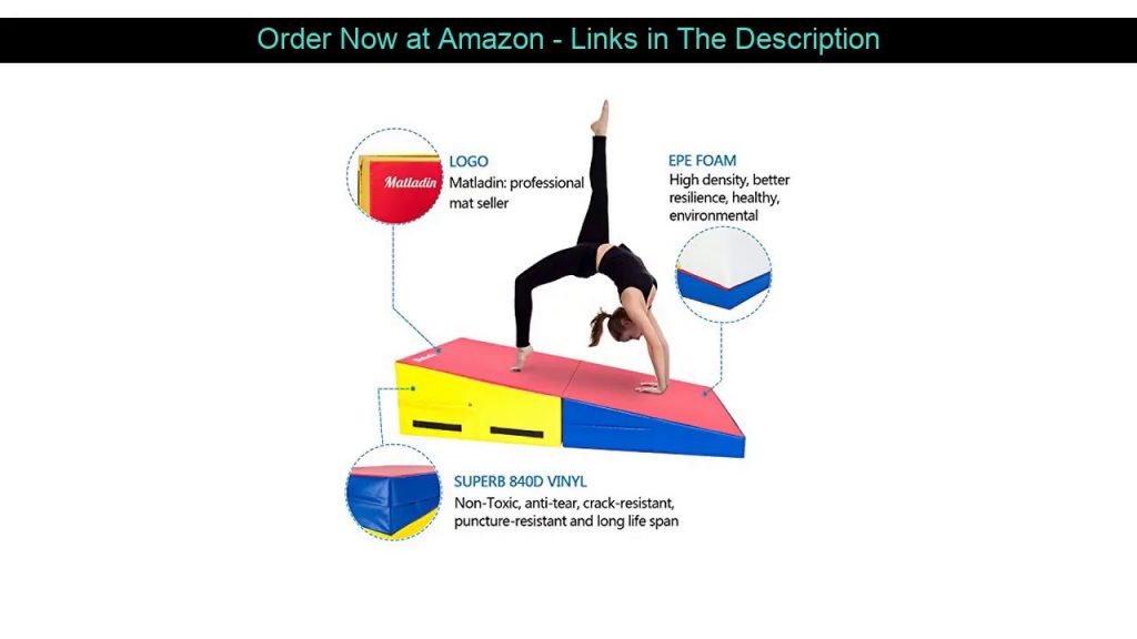 ❄️ Matladin 58"x29"x14" Folding Gymnastics Cheese Wedge Incline Mat, Gym Fitness Tumbling Skill Sha