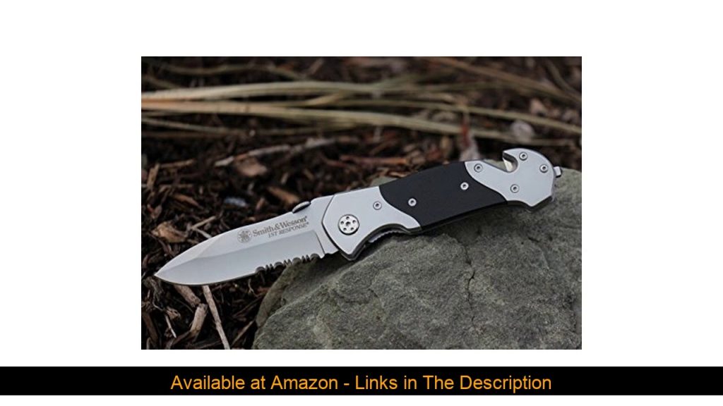 ⚡️ Smith & Wesson SWFRS 8in High Carbon S.S. Folding Knife with 3.3in Drop Point Serrated Blade and