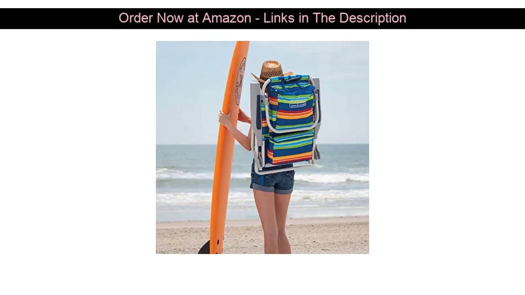 ⚡️ Tommy Bahama 2017 Backpack Cooler Folding Beach Chair (Various Colors) (Red White & Blue Stripe)